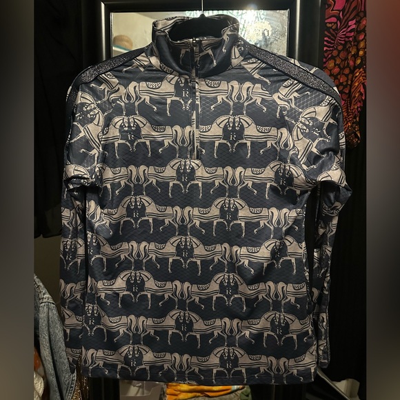 NWOT Rönner Plume Quarter Zip Lightweight in Navy Steed Print Horses - Small - Picture 9 of 13